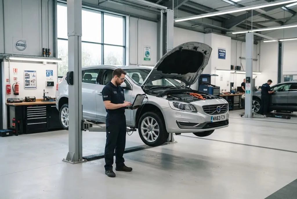 Hybrid servicing for UK vehicles in a professional automotive workshop