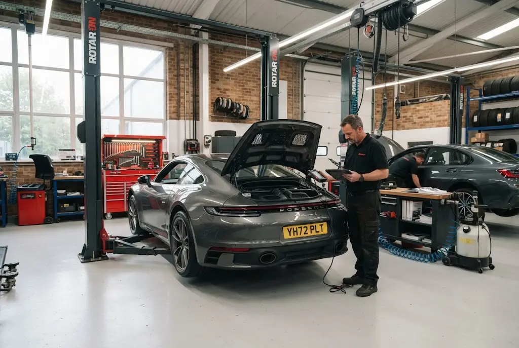 Professional auto services in a modern UK automotive workshop