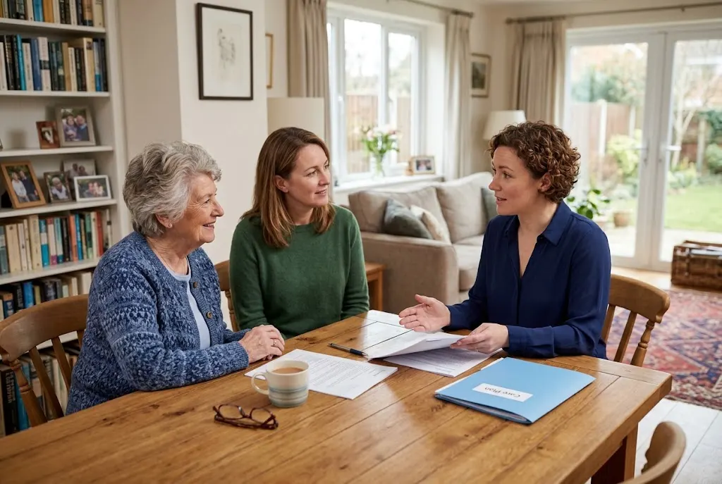 Home care providers UK consultation with a family