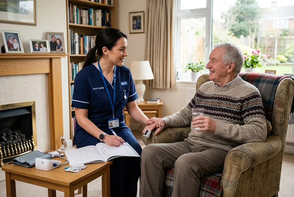 Professional nursing care at home for an older adult